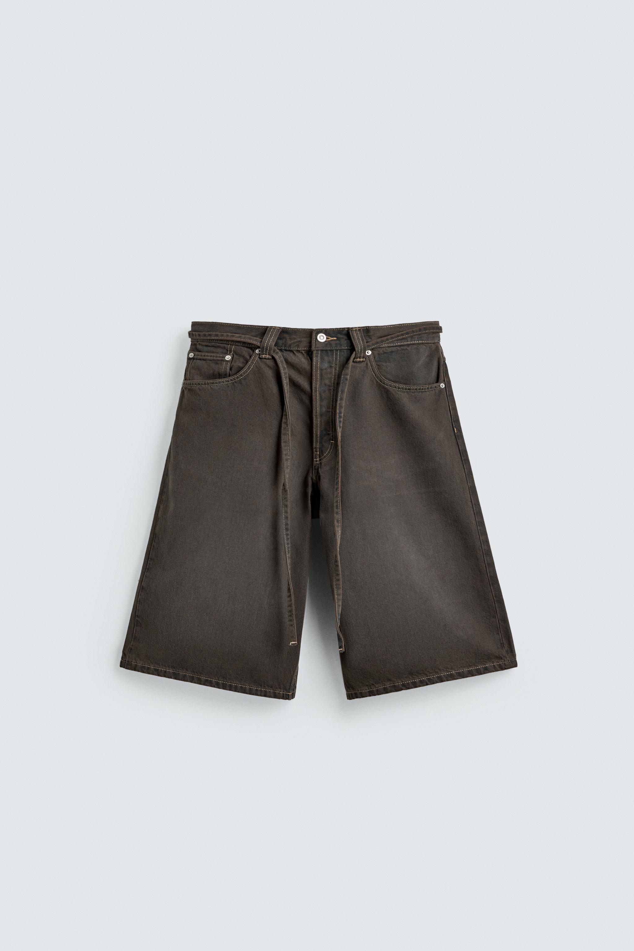 BELTED DENIM JORTS